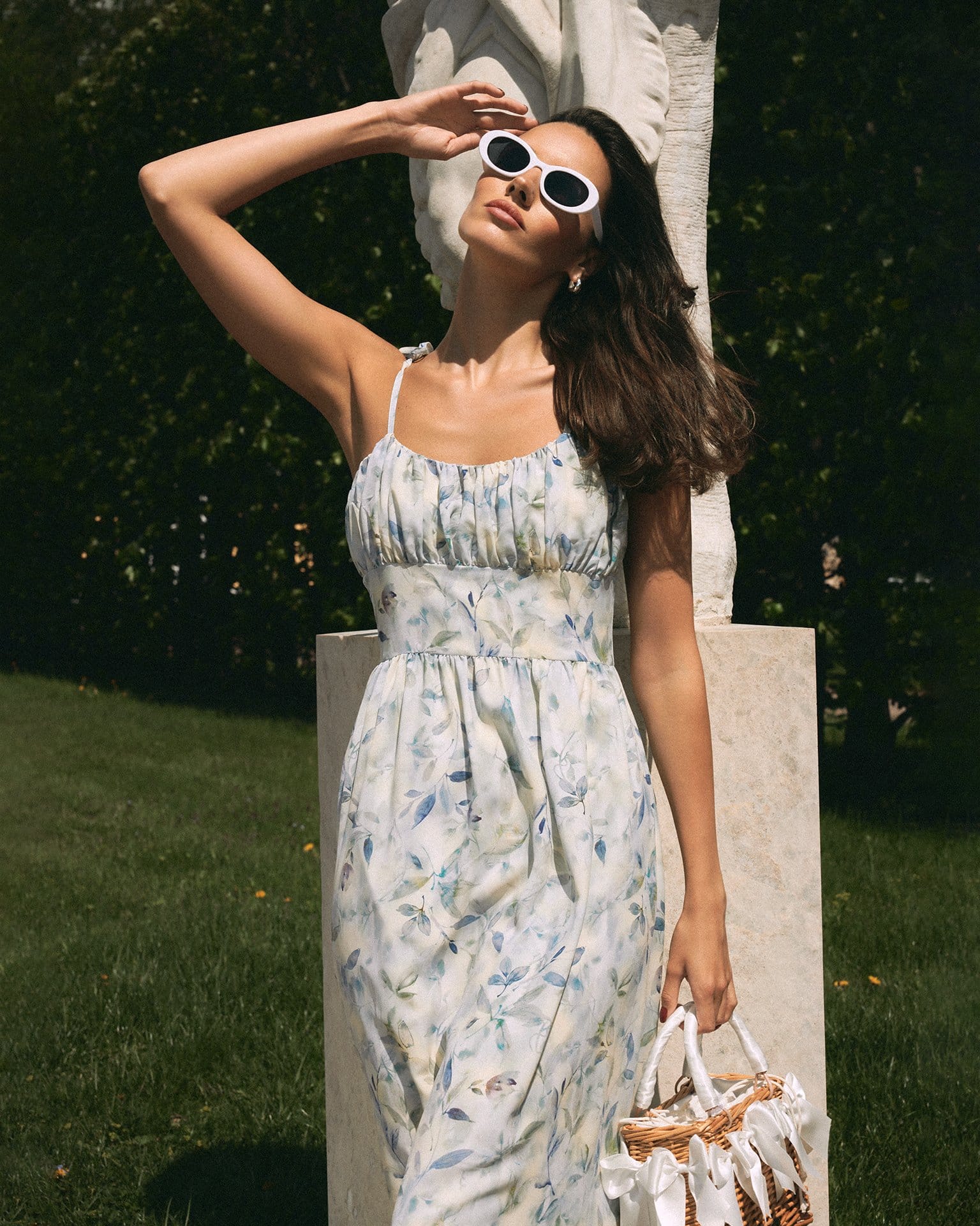 Сарафан с акварельно-цветочным принтом