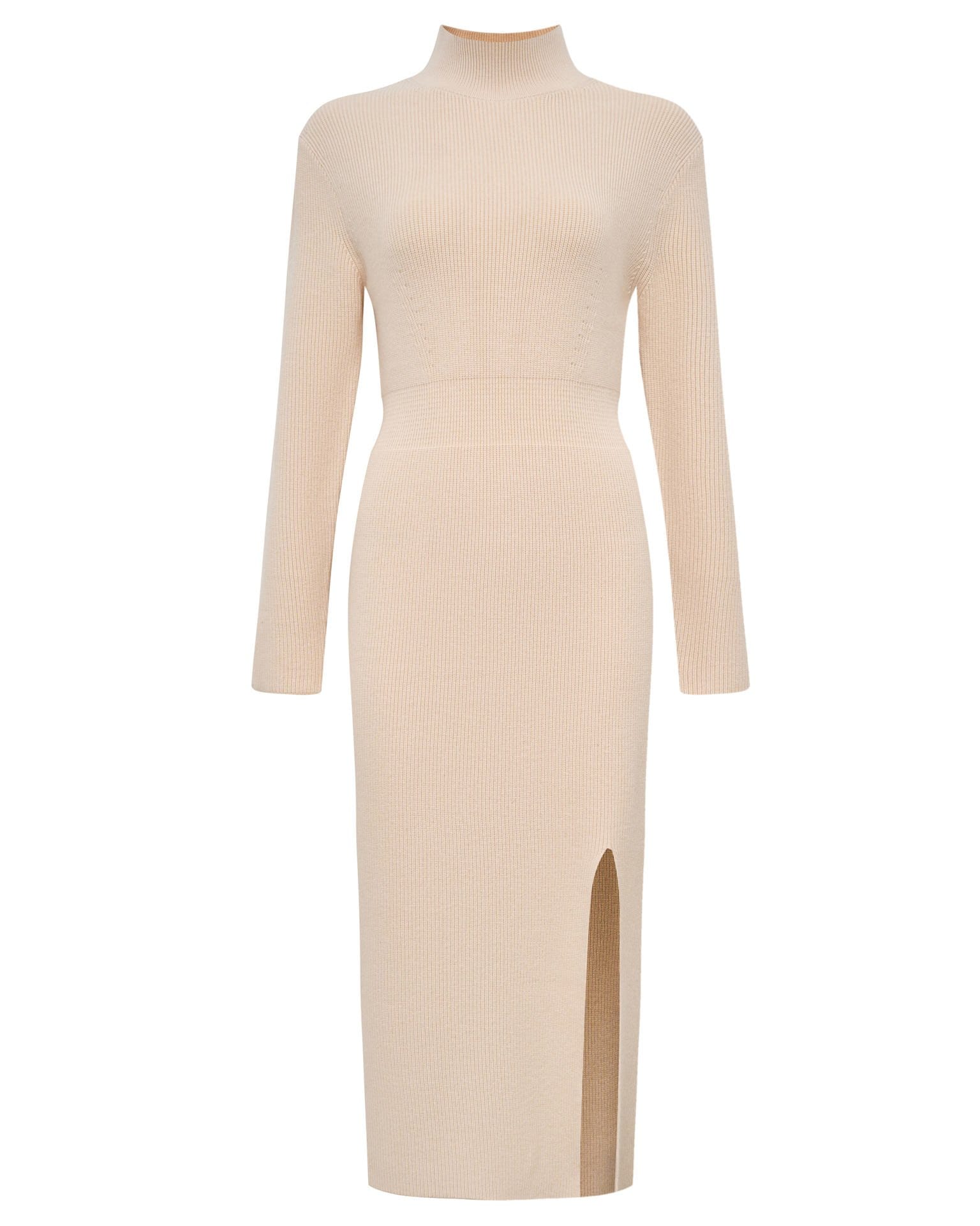 Трикотажное платье с разрезом