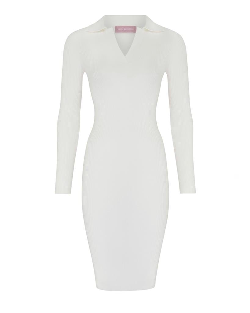 Платье с V-образным вырезом в белом цвете