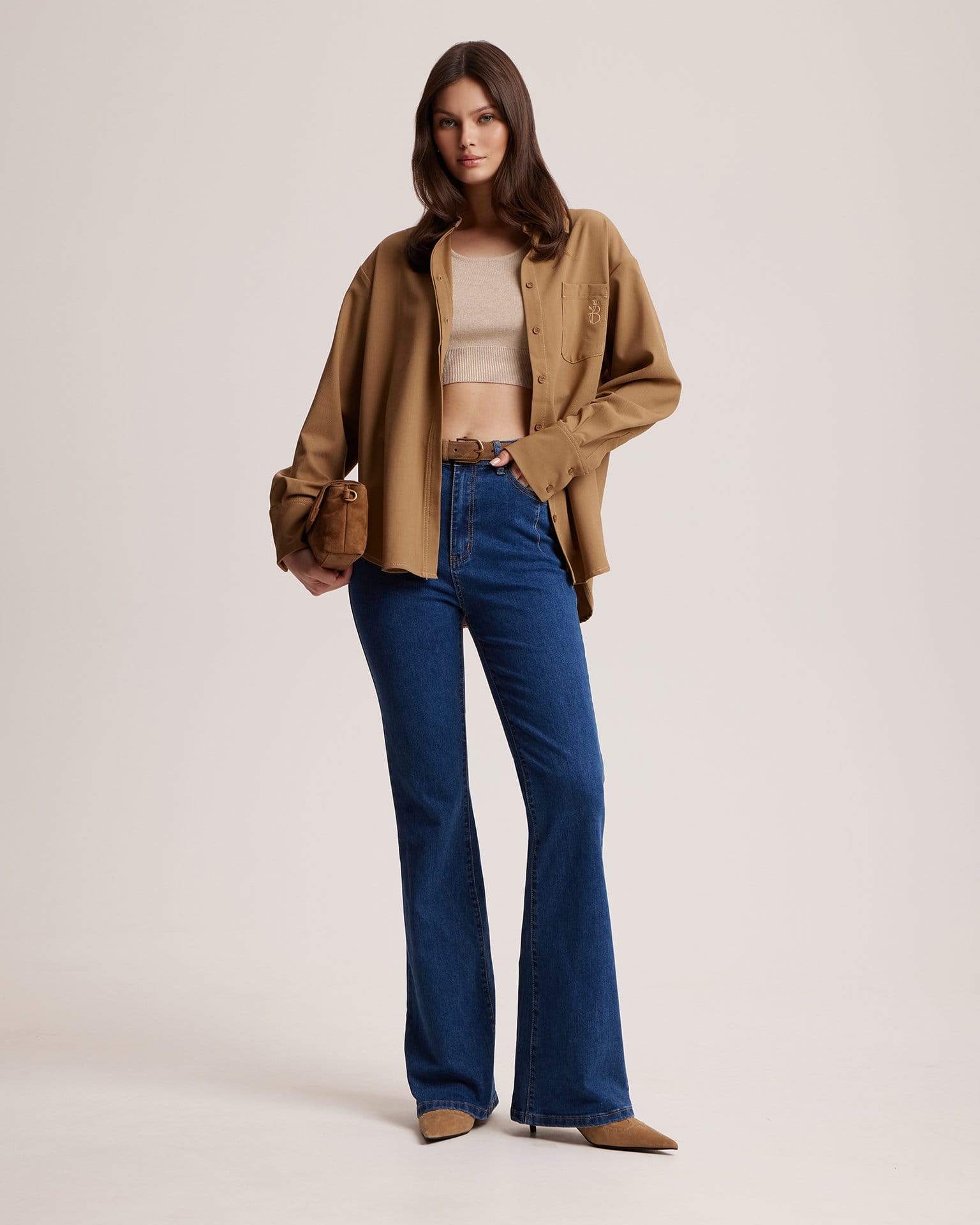 Джинсы клеш в синем цвете