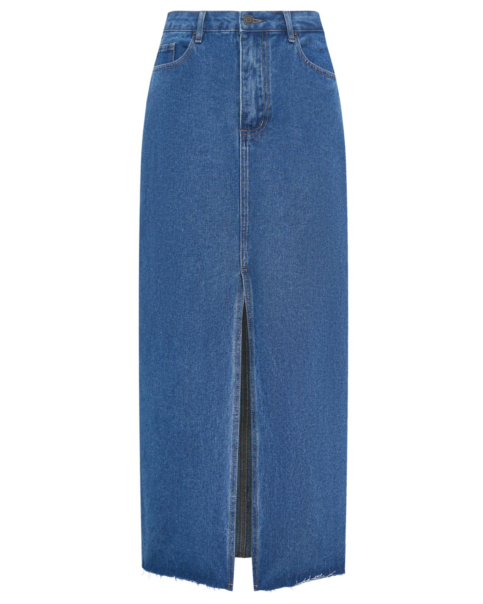 Джинсовая юбка миди в синем цвете