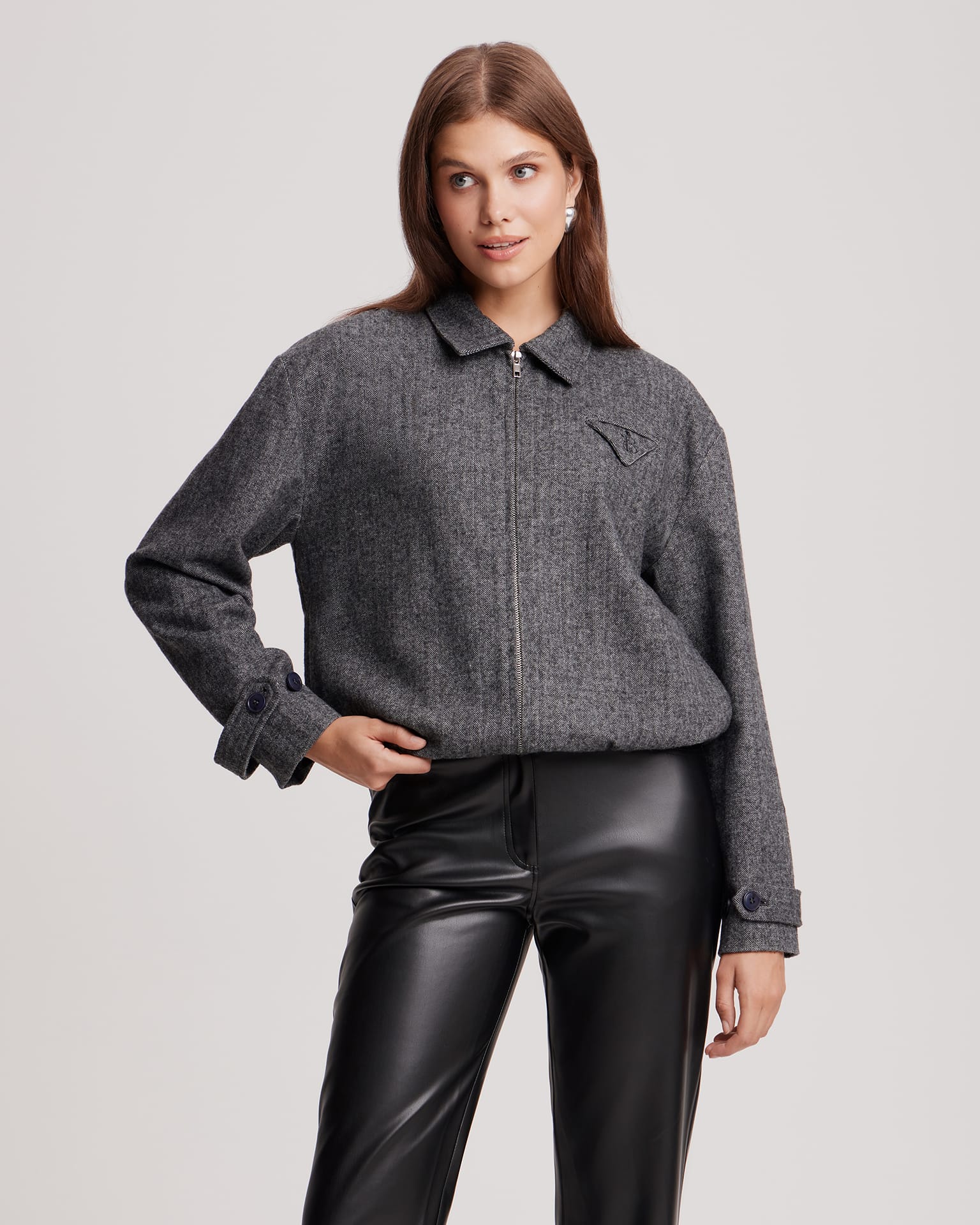 Бомбер из шерстяной ткани