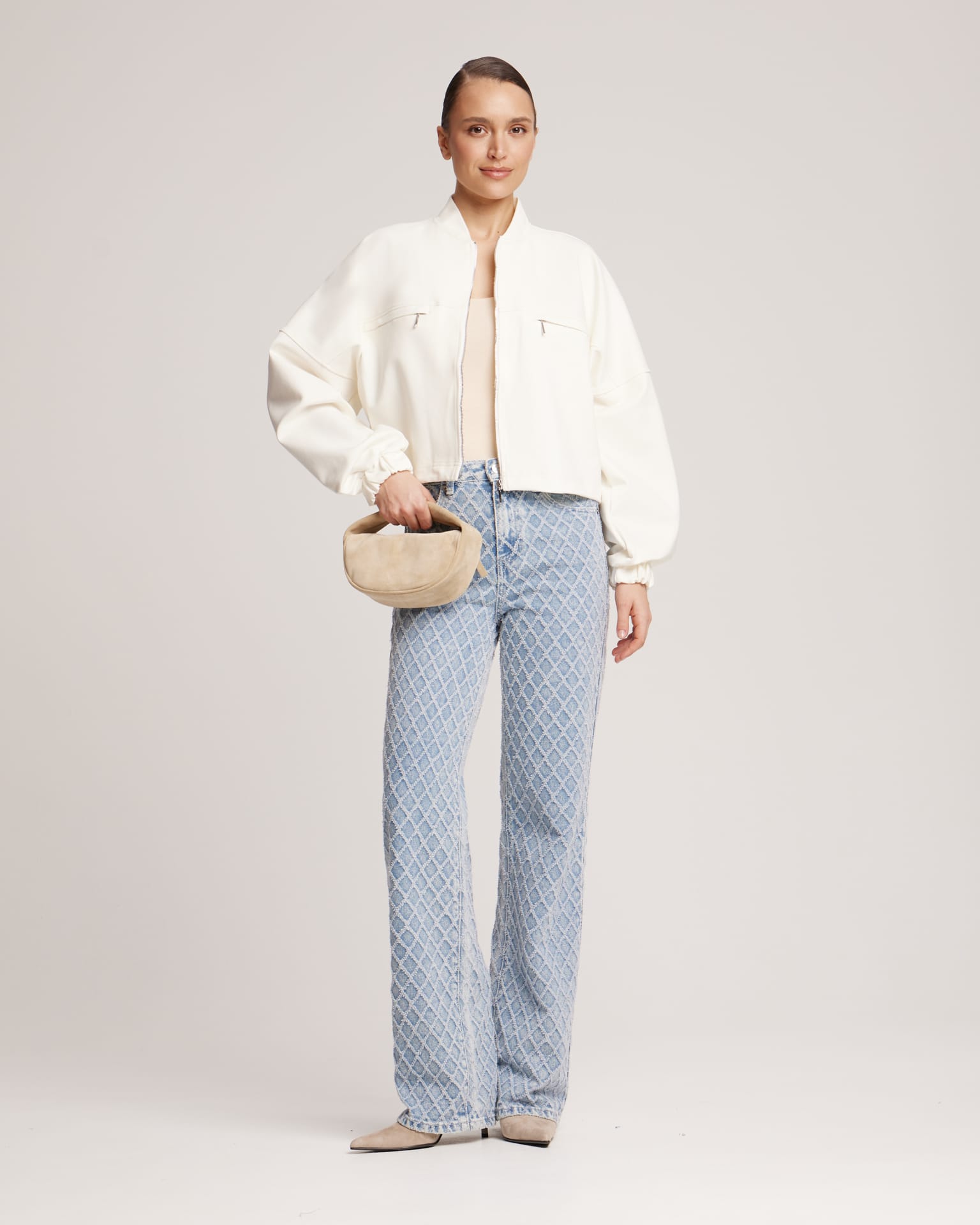 Фактурные джинсы в голубом цвете