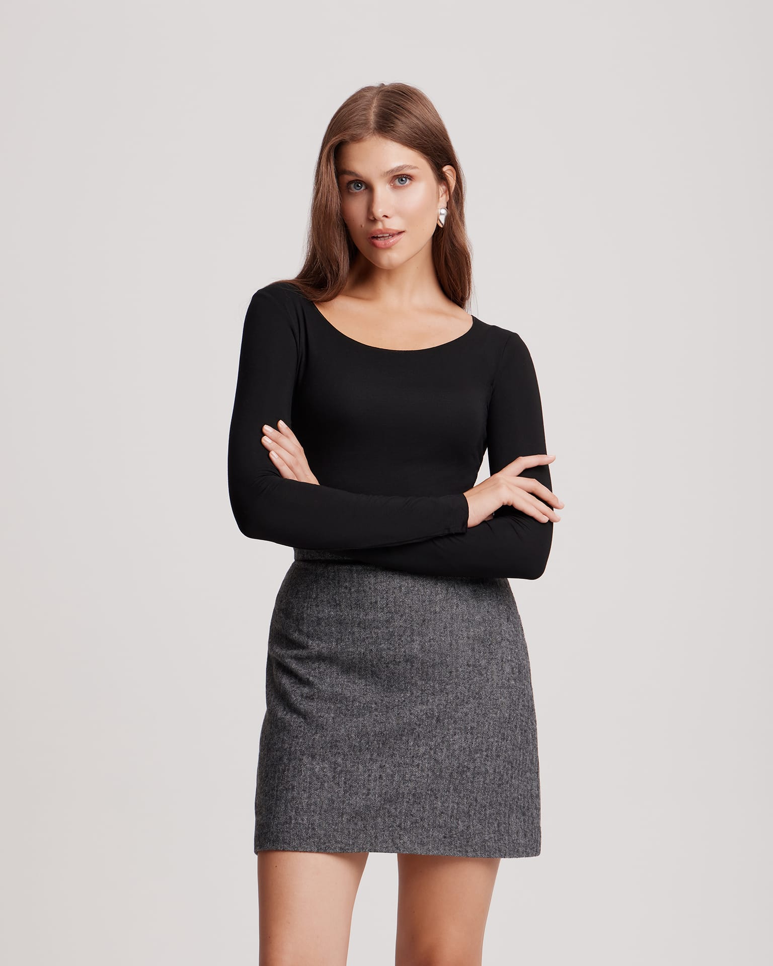 Шерстяная юбка с завышенной талией