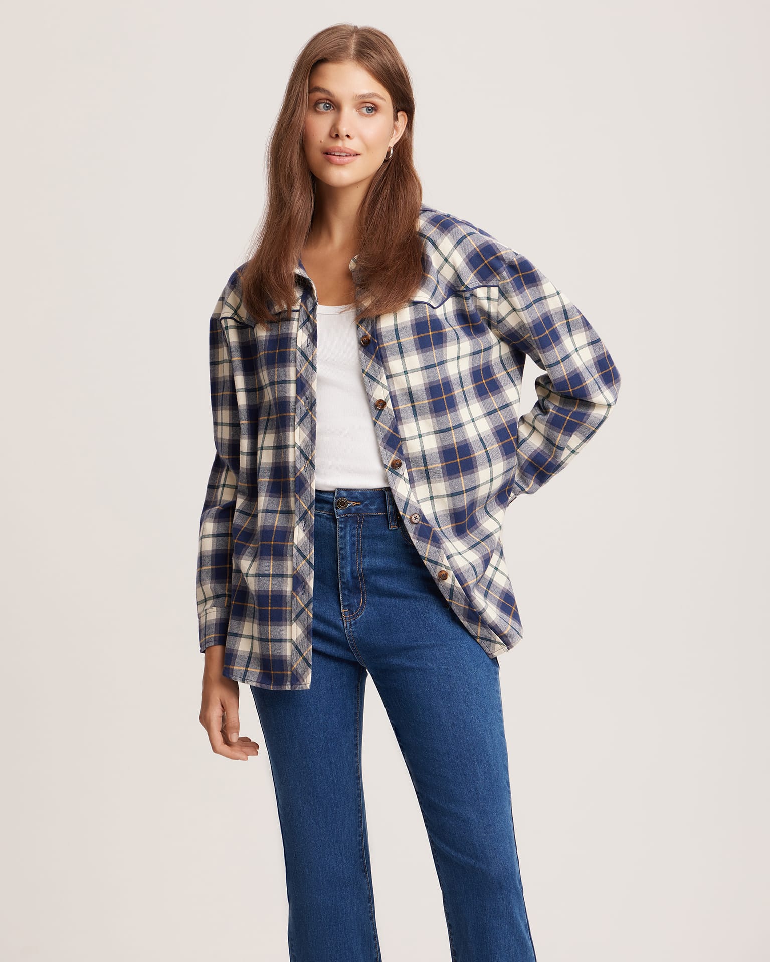 Рубашка в клетку в синем цвете