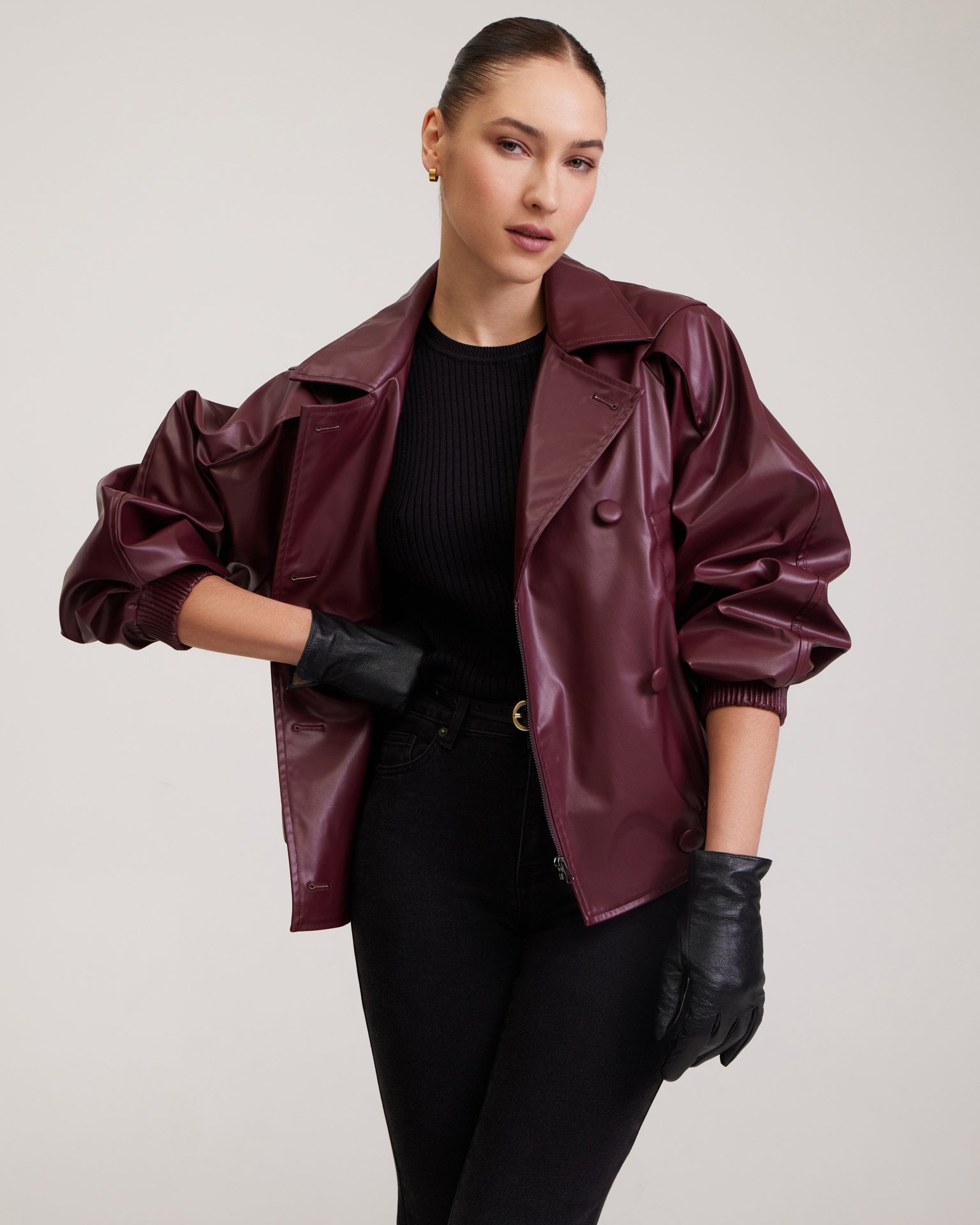 Oversize бомбер в цвете бургунди