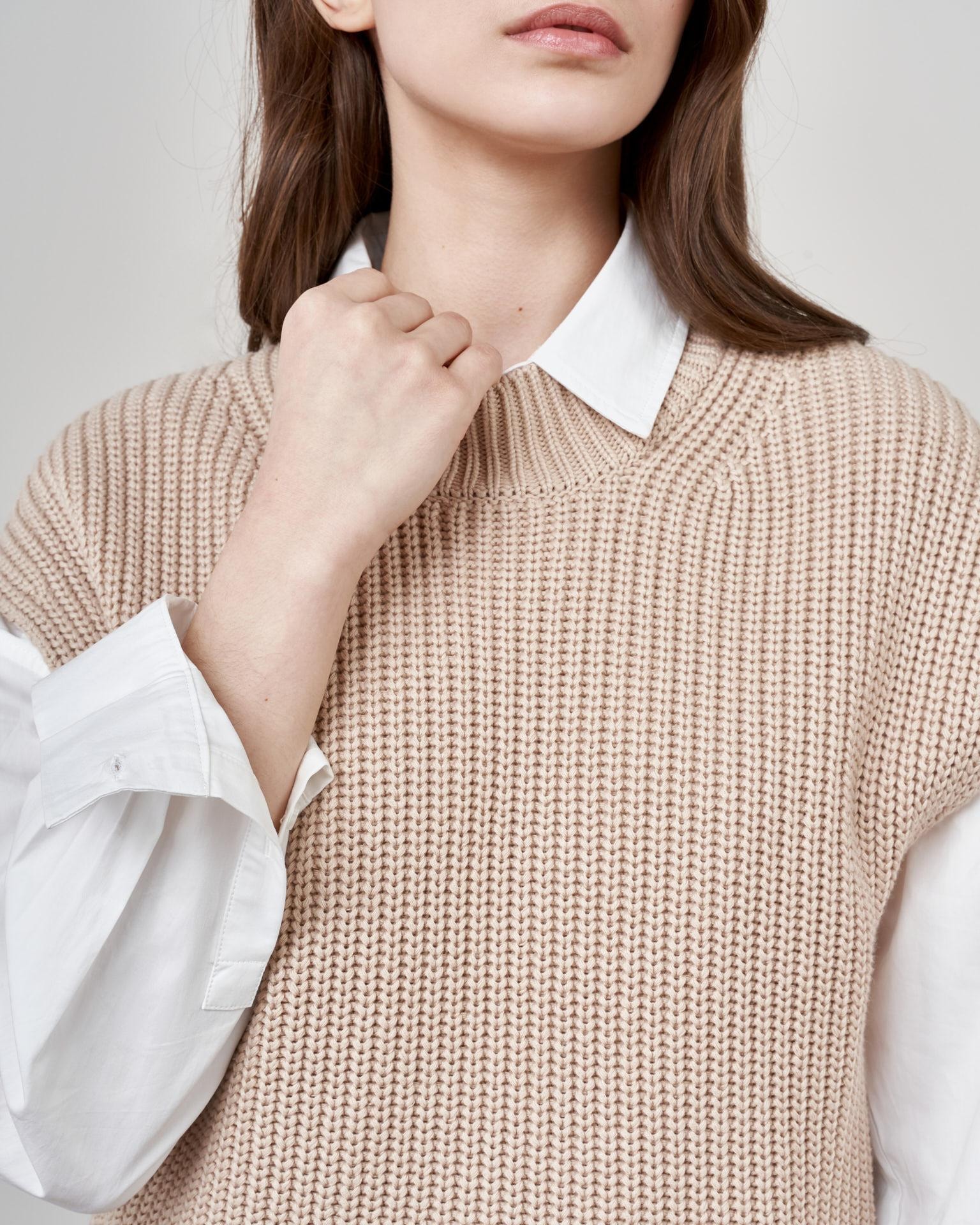 Джемпер без рукавов, Бежевый — фото 2