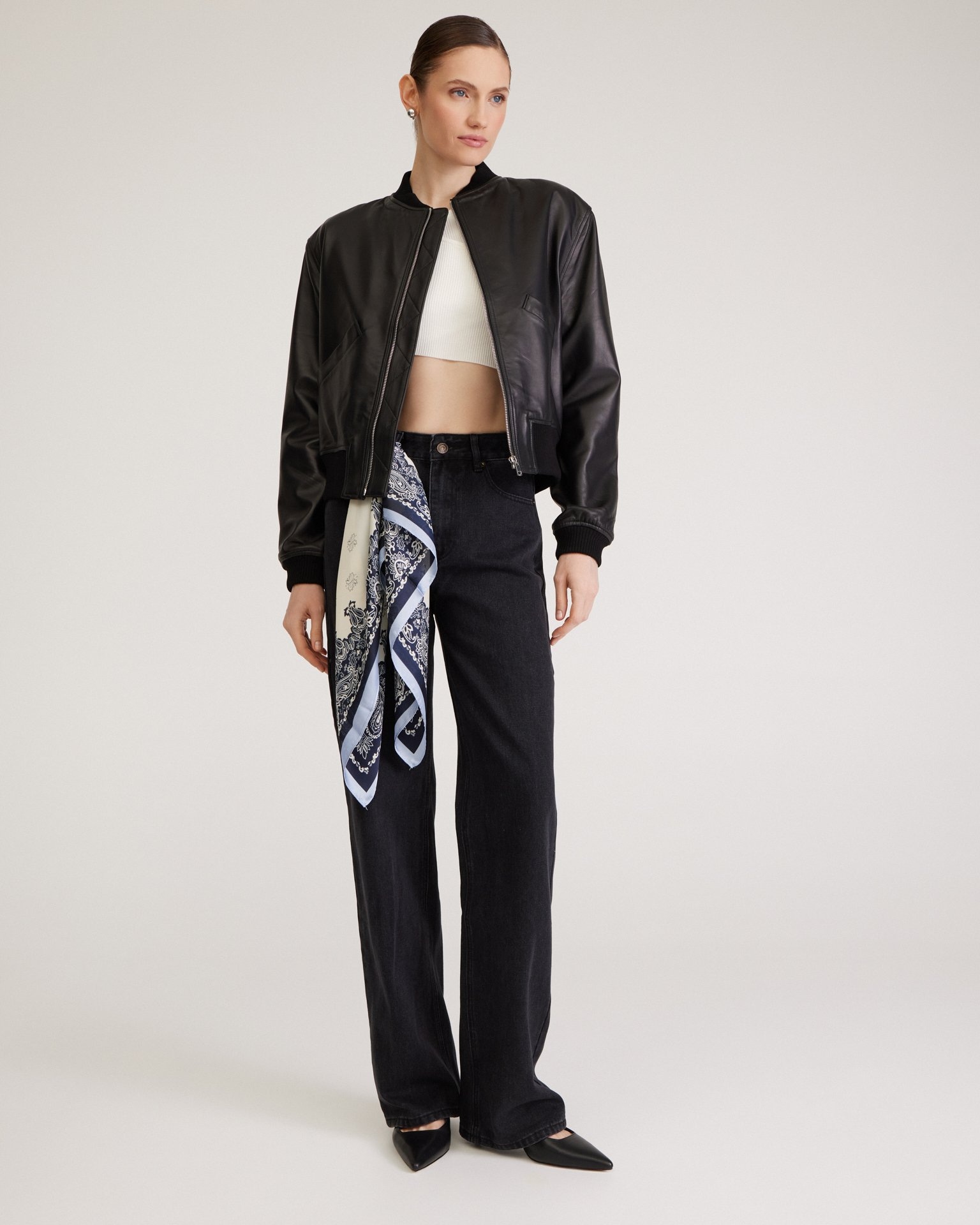 Атласный платок с принтом