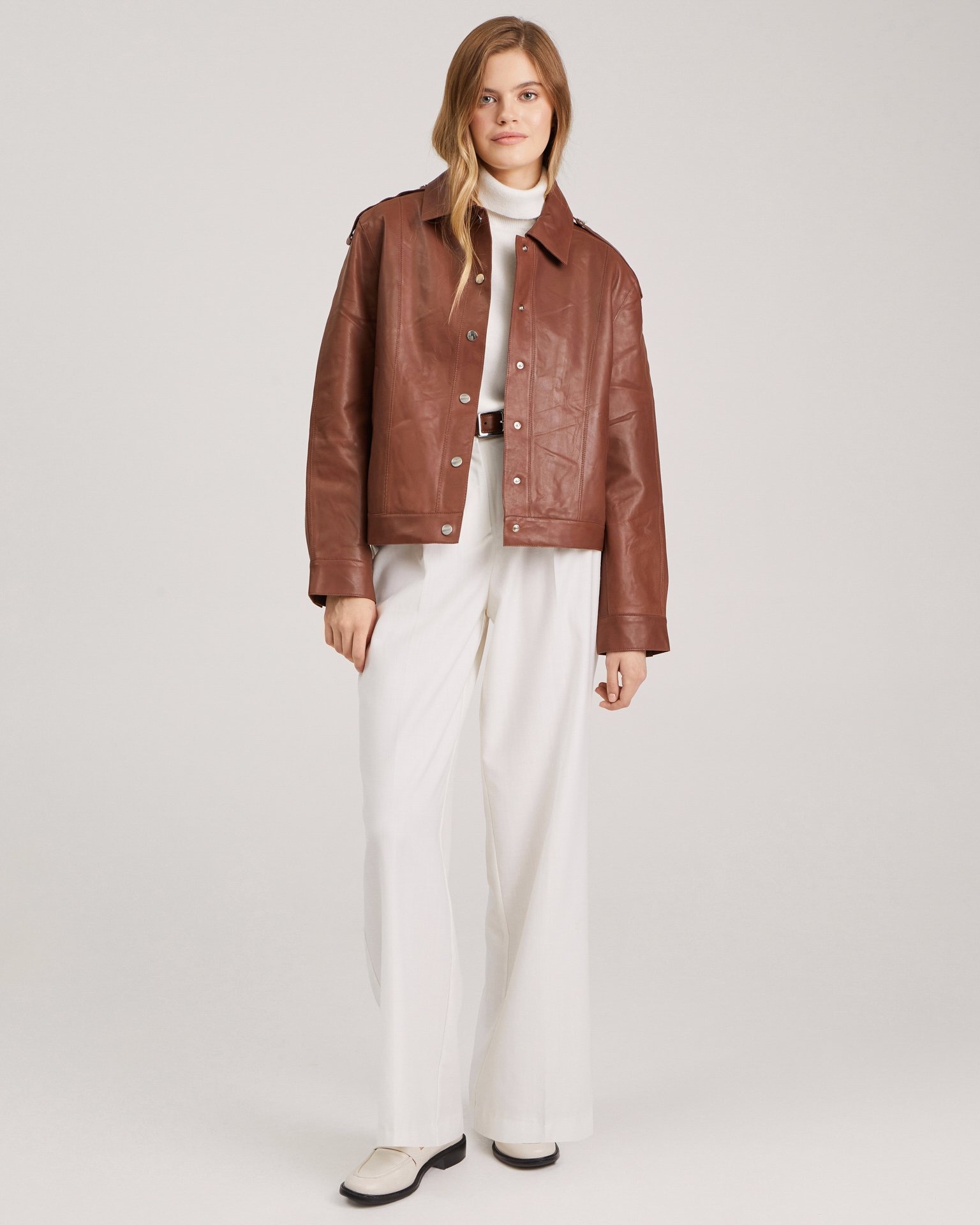 Куртка-авиатор из натуральной кожи