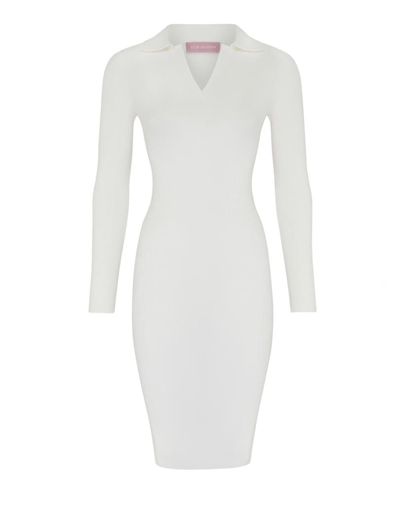 Платье с V-образным вырезом в белом цвете