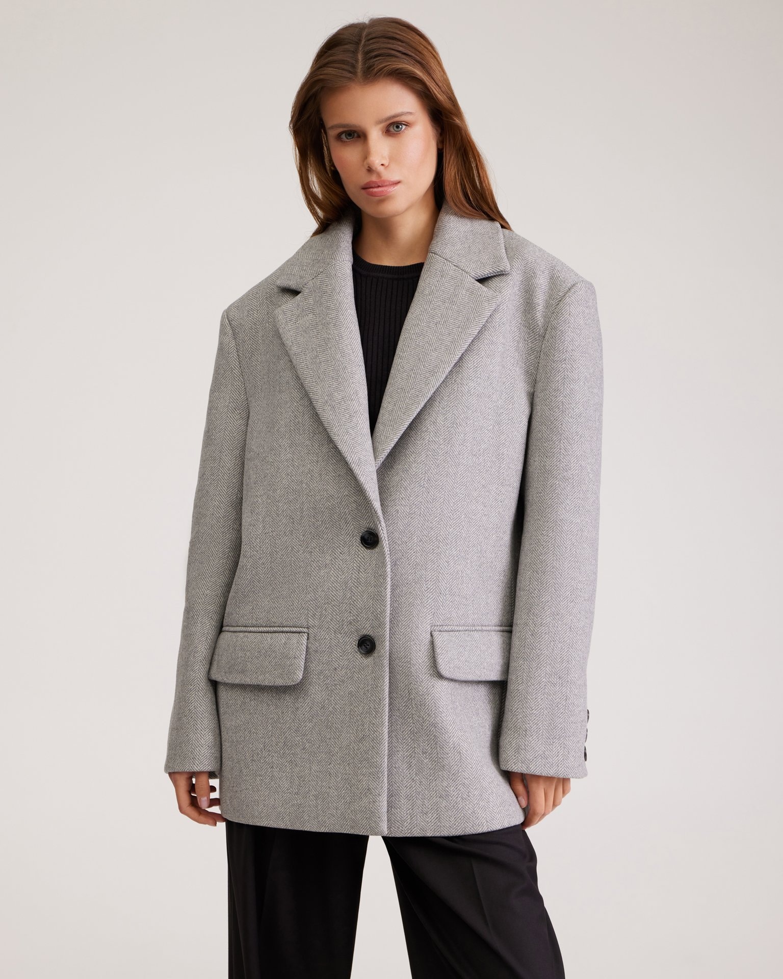 Серый шерстяной жакет