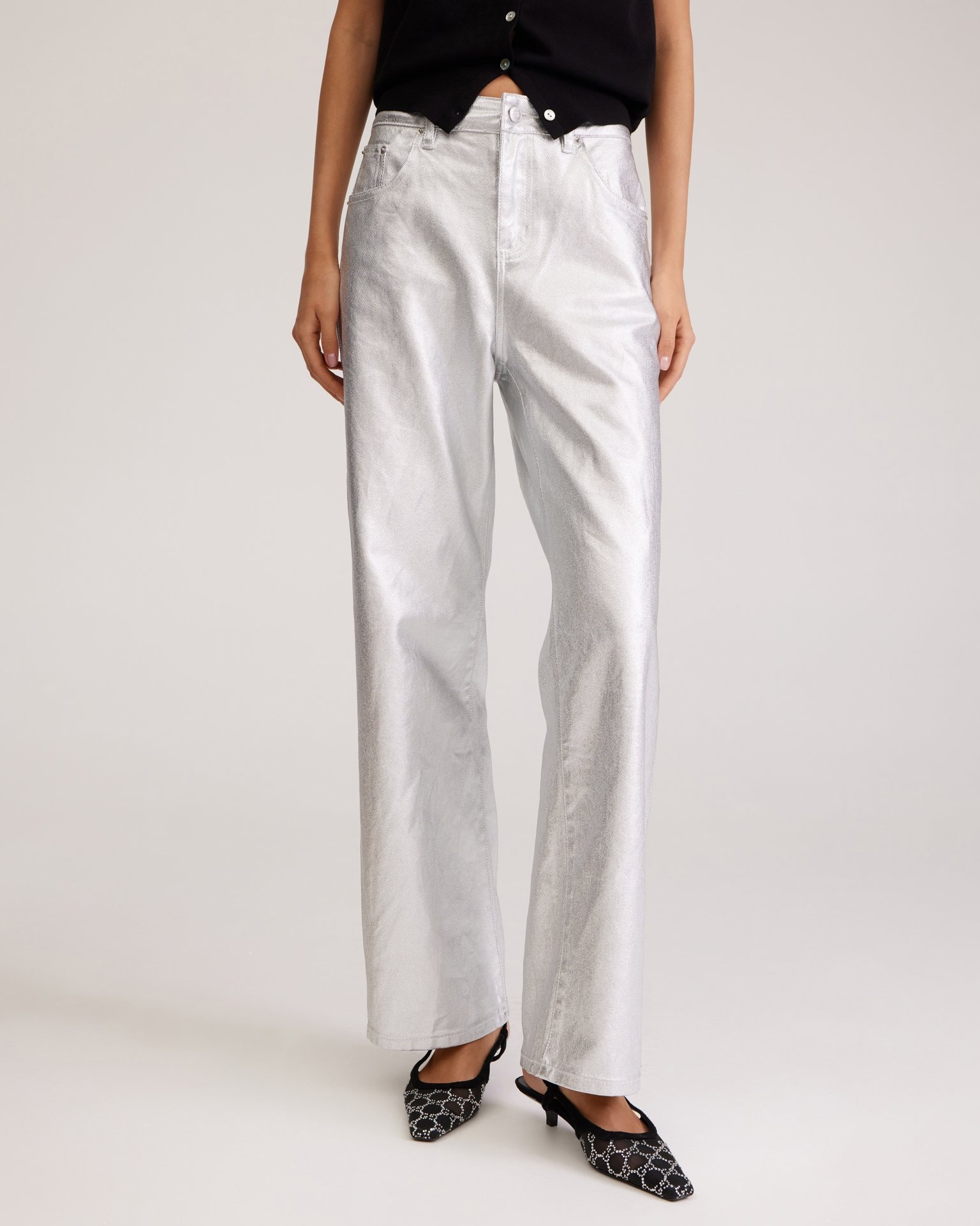 Серебристые джинсы