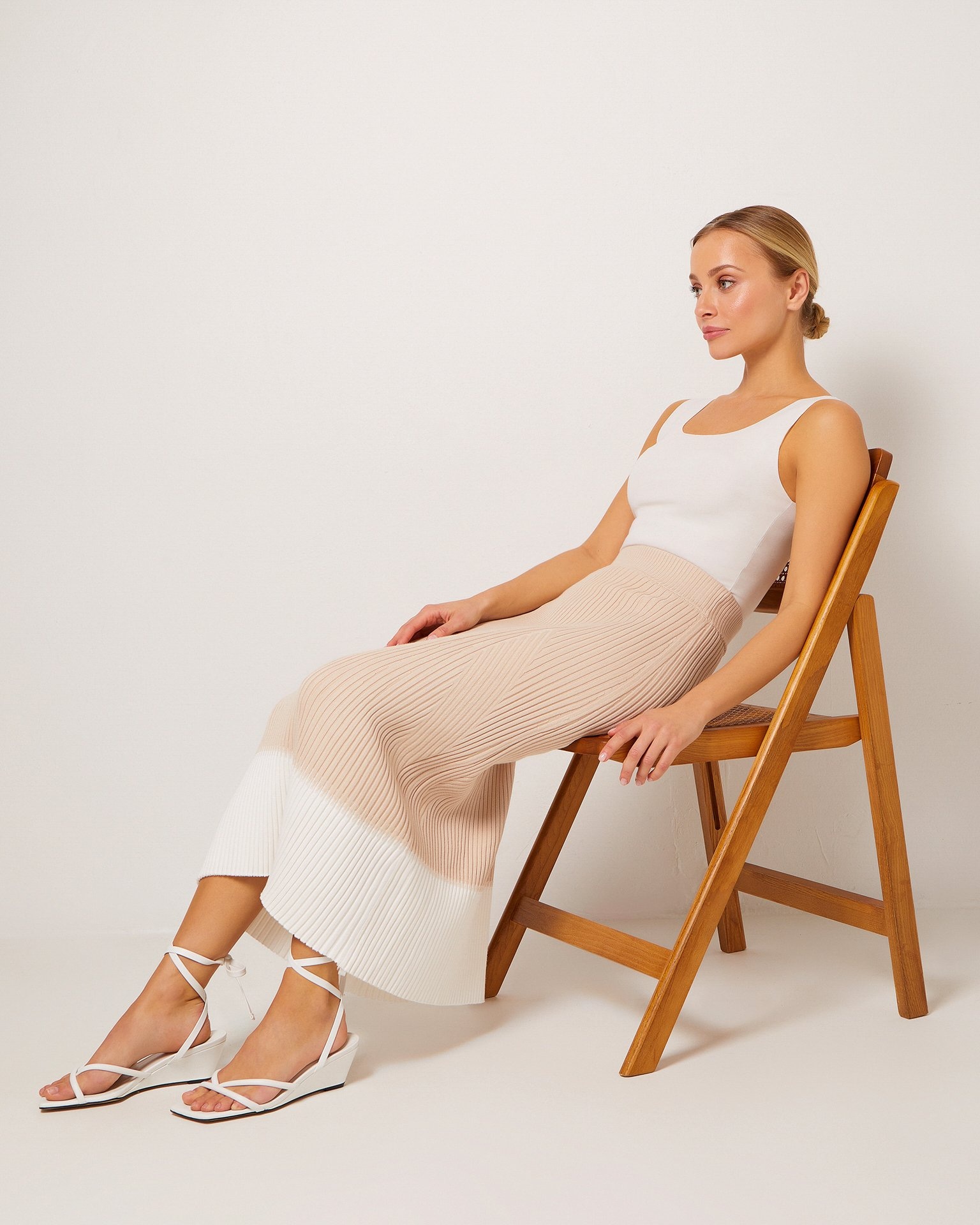 Двухцветная юбка-миди