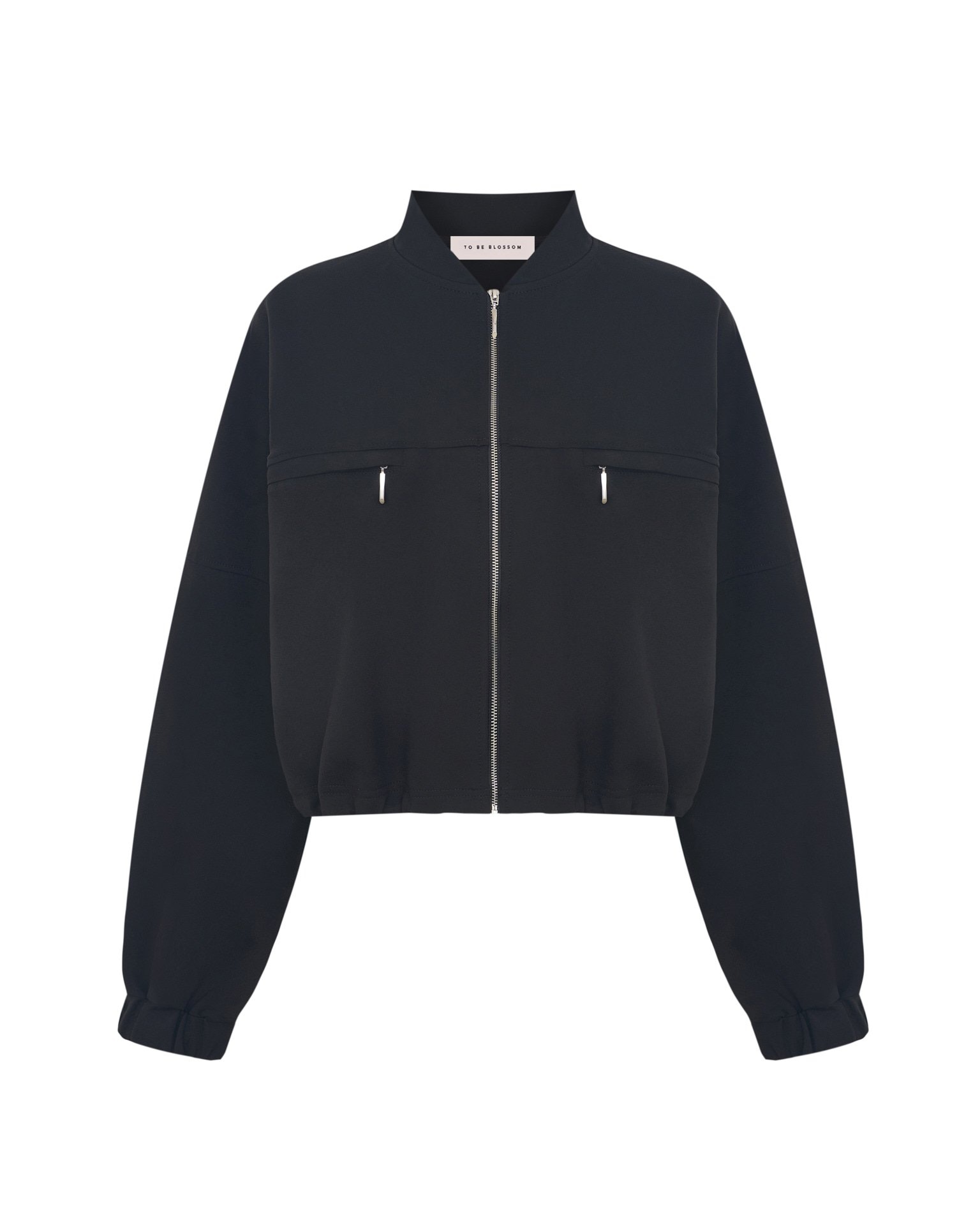 Черный бомбер с регулируемой резинкой