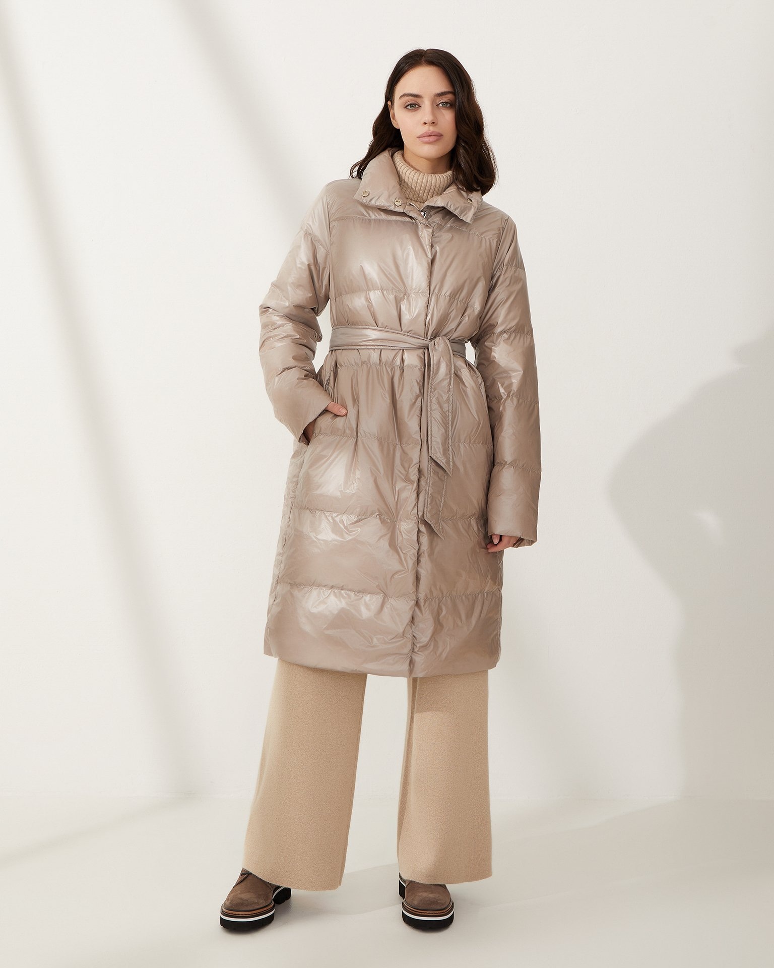 Стёганное утепленное пальто