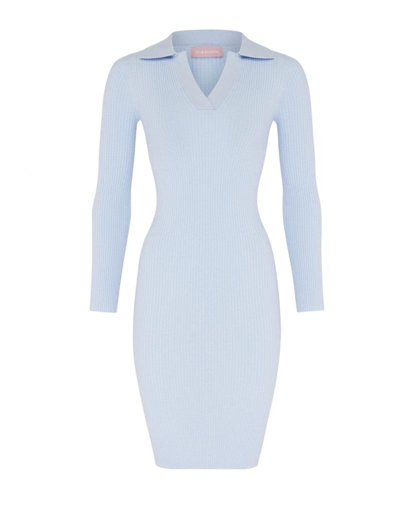 Платье с V-образным вырезом в голубом цвете