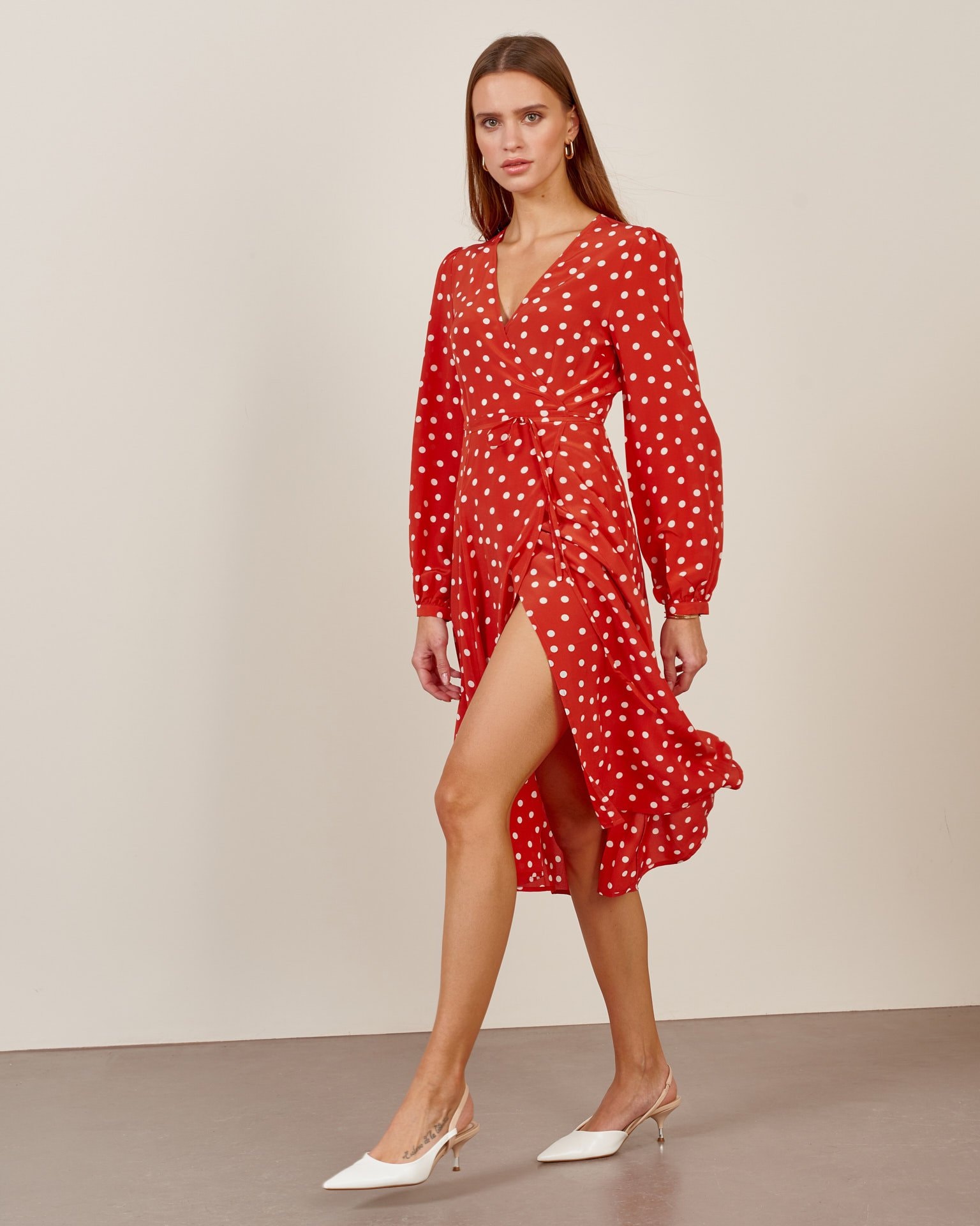 Платье c принтом Polka Dot, Красный — фото 5